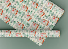 Load image into Gallery viewer, Retro Santa on TV Specialty Art Wrapping Paper One of a Kind
