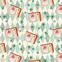 Load image into Gallery viewer, Retro Santa on TV Specialty Art Wrapping Paper One of a Kind