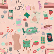 Load image into Gallery viewer, Sewing Tools and Notions Pink Specialty Art Wrapping Paper One of a Kind