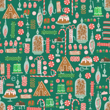 Load image into Gallery viewer, Christmas Sweets and Treats Green Specialty Art Wrapping Paper One of a Kind