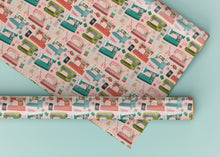 Load image into Gallery viewer, Vintage Sewing Machines Pink Specialty Art Wrapping Paper One of a Kind