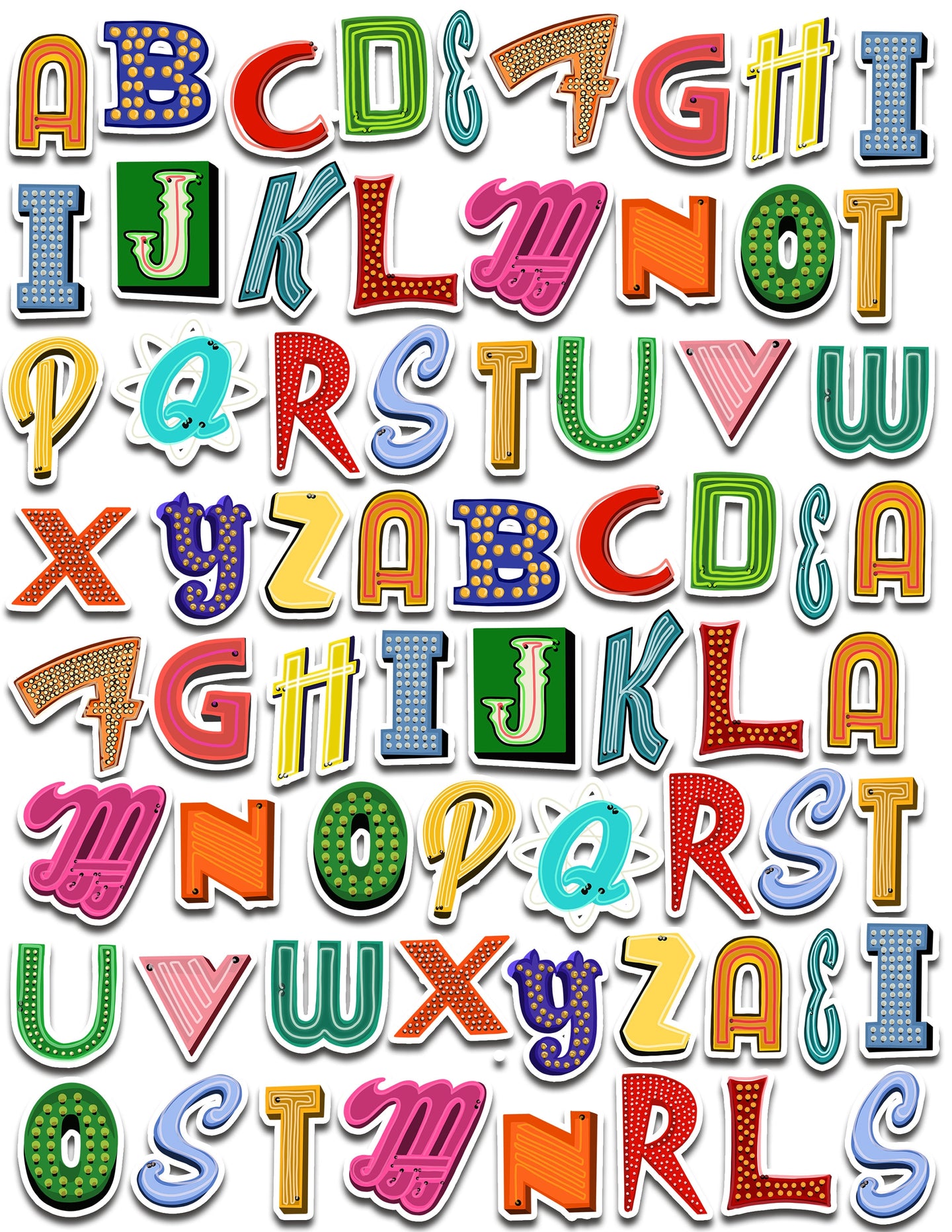 Vintage Sign Alphabet Art Sticker Set