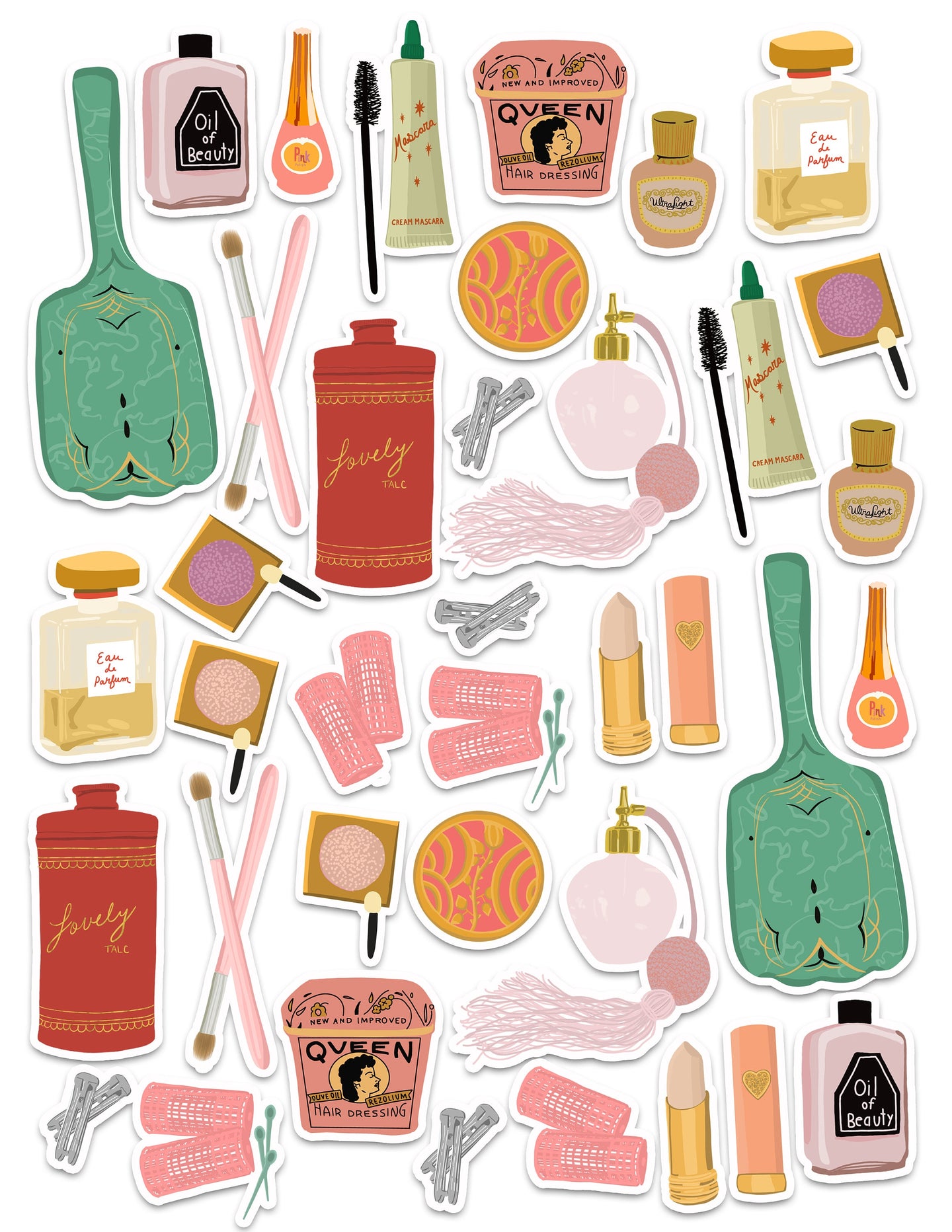 Vintage Beauty Products Art Sticker Set