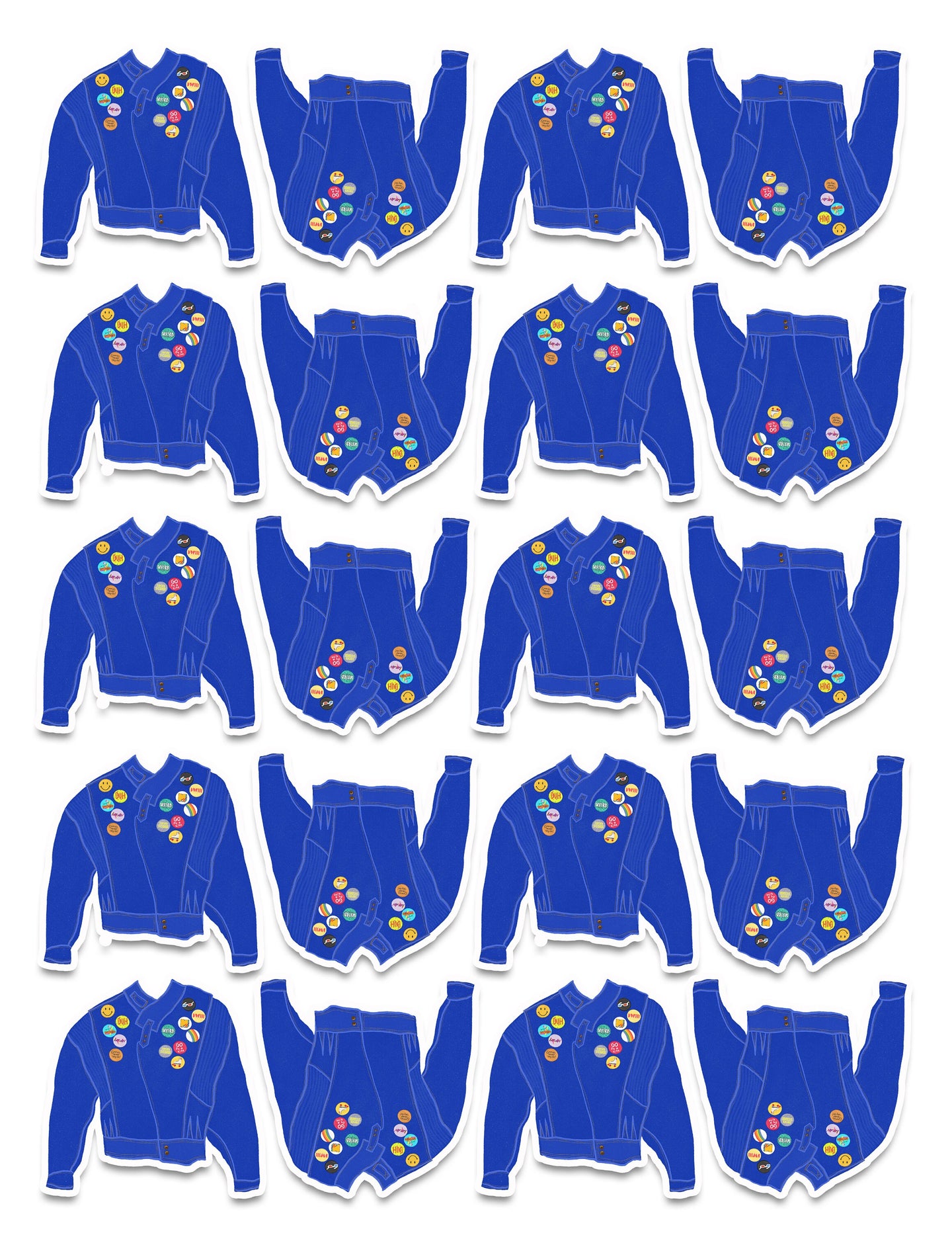 80's Jean Jacket with Pin Buttons Art Sticker Set
