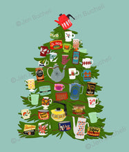 Load image into Gallery viewer, Coffee Christmas Tree Cards w/envelopes Set of 6