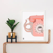 Load image into Gallery viewer, Retro Pink Rotary Phone Print