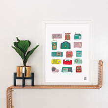 Load image into Gallery viewer, Vintage Radios Gouache Print