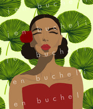 Load image into Gallery viewer, Tropical Woman with Red Rose Art Print

