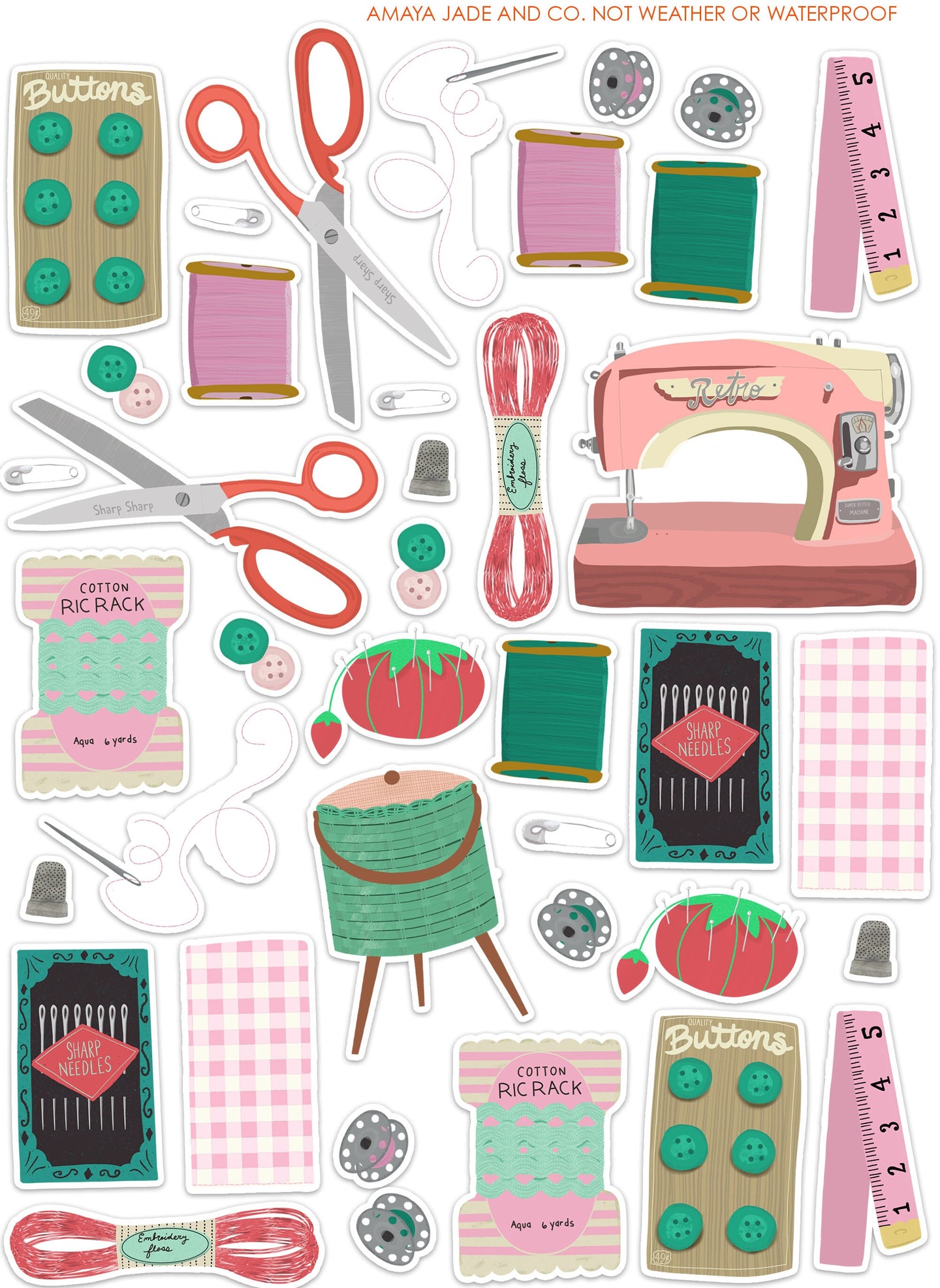 Sewing Tools and Notions Art Sticker Set