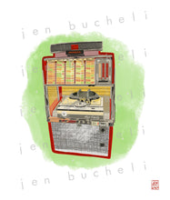 Load image into Gallery viewer, Vintage Red Jukebox Art Print