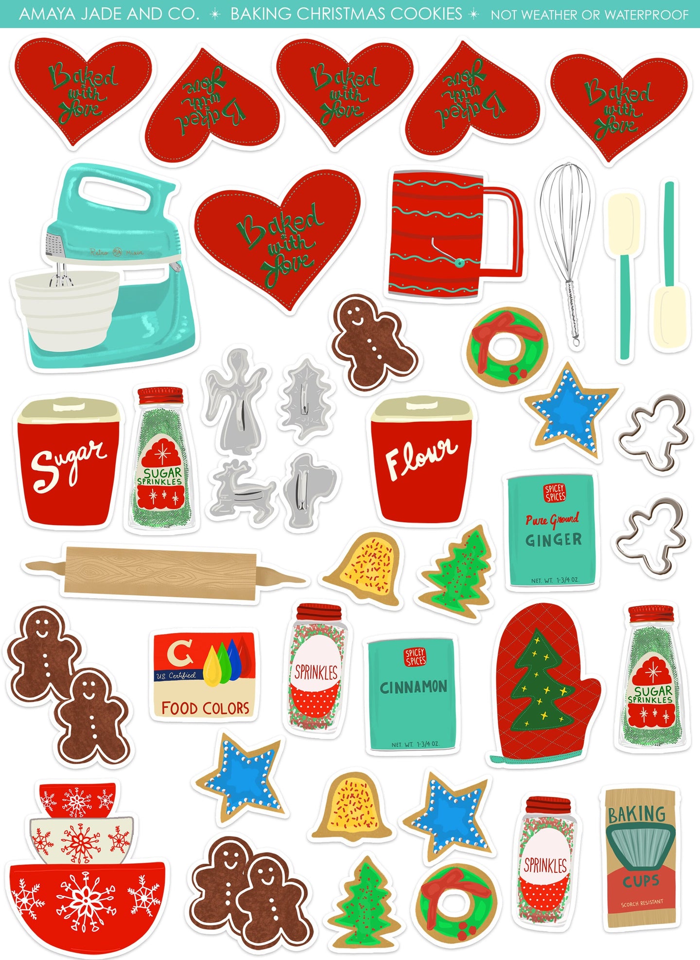 Baking Christmas Cookies Art Sticker Set
