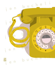 Load image into Gallery viewer, Retro Yellow Rotary Phone Print
