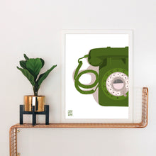 Load image into Gallery viewer, Retro Green Rotary Phone Print