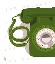 Load image into Gallery viewer, Retro Green Rotary Phone Print