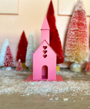 Load image into Gallery viewer, Mod Valentine Putz Houses DIY Kit Set of 5 Pink