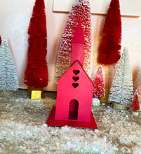 Load image into Gallery viewer, Mod Valentine Putz Houses DIY Kit Set of 5 Red