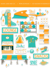 Load image into Gallery viewer, Retro Bowling Art Sticker Set