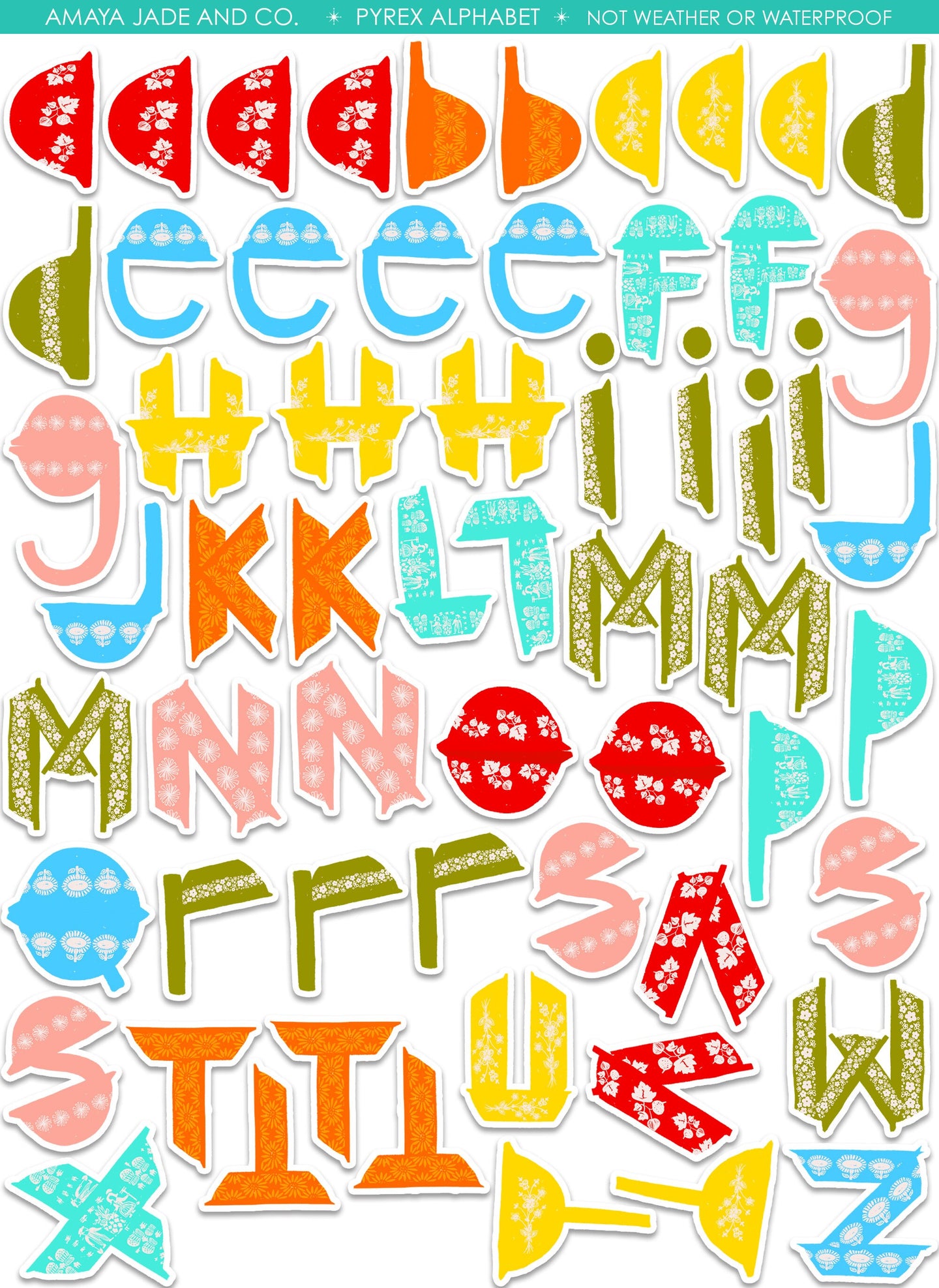 Pyrex Alphabet Art Sticker Set