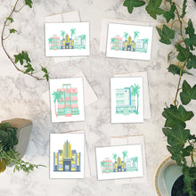 Load image into Gallery viewer, Art Deco Buildings Card w/envelopes Set Note cards Set of 6