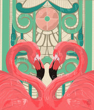 Load image into Gallery viewer, Art Deco Flamingos Card w/envelopes Set Note cards Set of 6