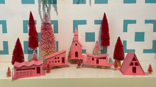 Load image into Gallery viewer, Mod Putz Houses DIY Kit Set of 5 Undecorated Bubblegum Pink