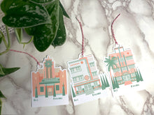 Load image into Gallery viewer, Art Deco Christmas Buildings Tag Set of 12