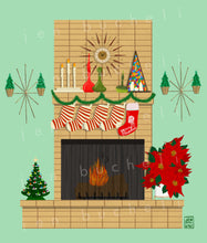 Load image into Gallery viewer, Mod Christmas Fireplace Art Print