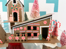 Load image into Gallery viewer, Mod Putz Gingerbread Houses DIY Kit Set of 5 Undecorated and Sticker Sheet for Decorating