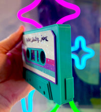 Load image into Gallery viewer, 80s Mixtape Magnet – Holographic Sticker Accents – 3D Printed 80s Trinket

