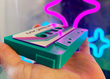 Load image into Gallery viewer, 80s Mixtape Magnet – Holographic Sticker Accents – 3D Printed 80s Trinket
