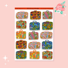 Load image into Gallery viewer, 60&#39;s Groovy Suitcases Art Sticker Set
