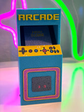 Load image into Gallery viewer, 80s Retro Arcade Miniature – Holographic Sticker Accents – 3D Printed 80s Desk Trinket &amp; Shelf Decor
