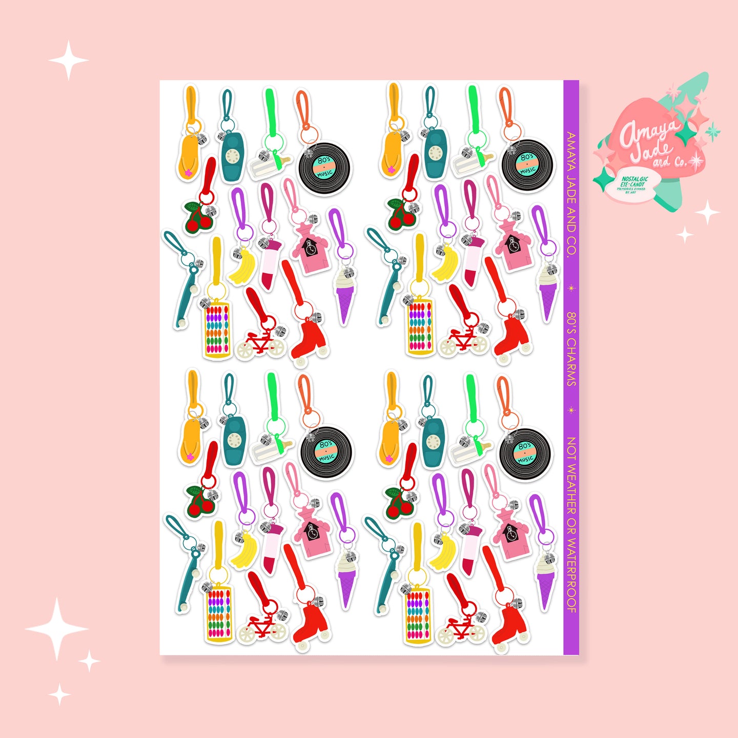 80's Charms Art Sticker Set