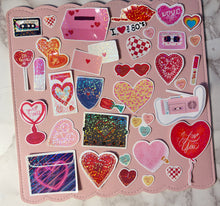 Load image into Gallery viewer, 80s Valentine's Day Nostalgia Sticker Pack Holographic Vinyl
