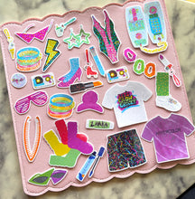 Load image into Gallery viewer, 80s Day-Glo Sticker Pack Holographic Vinyl

