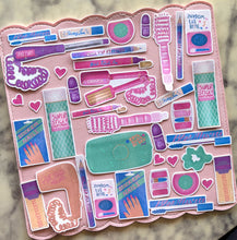 Load image into Gallery viewer, 80s Make-Up Sticker Pack Holographic Vinyl
