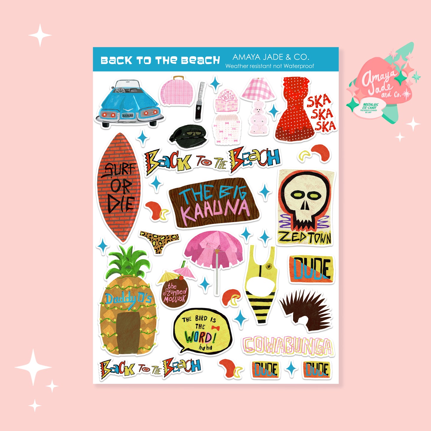 Back to the Beach Movie Fan Art Sticker Set