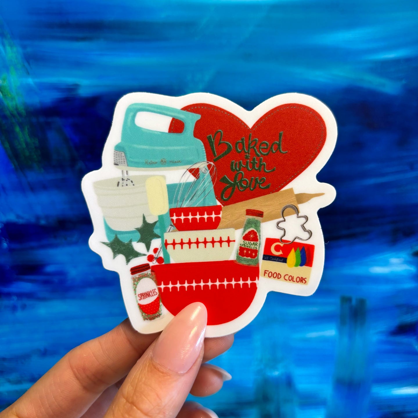 Baked with Love Christmas Vinyl Sticker