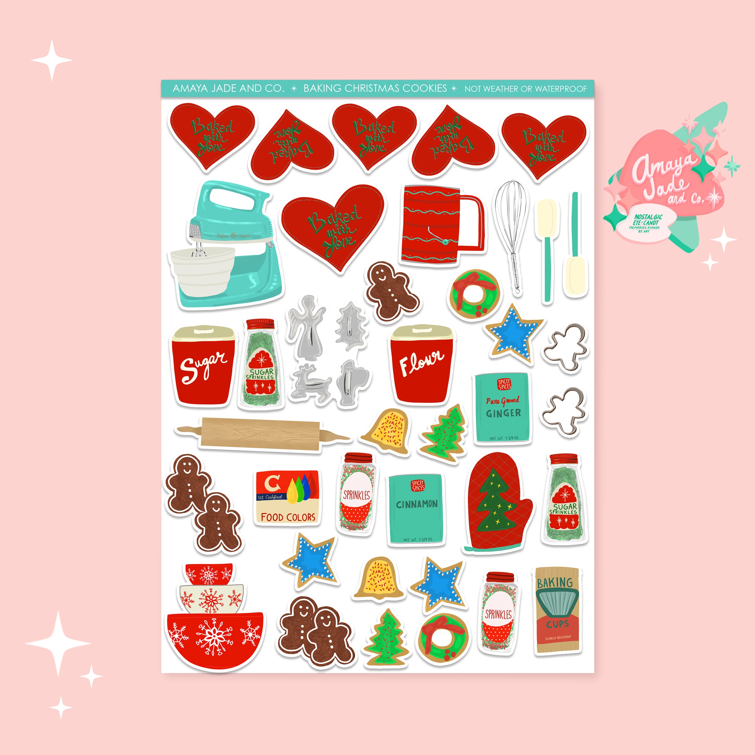 Baking Christmas Cookies Art Sticker Set – Amaya Jade and Co