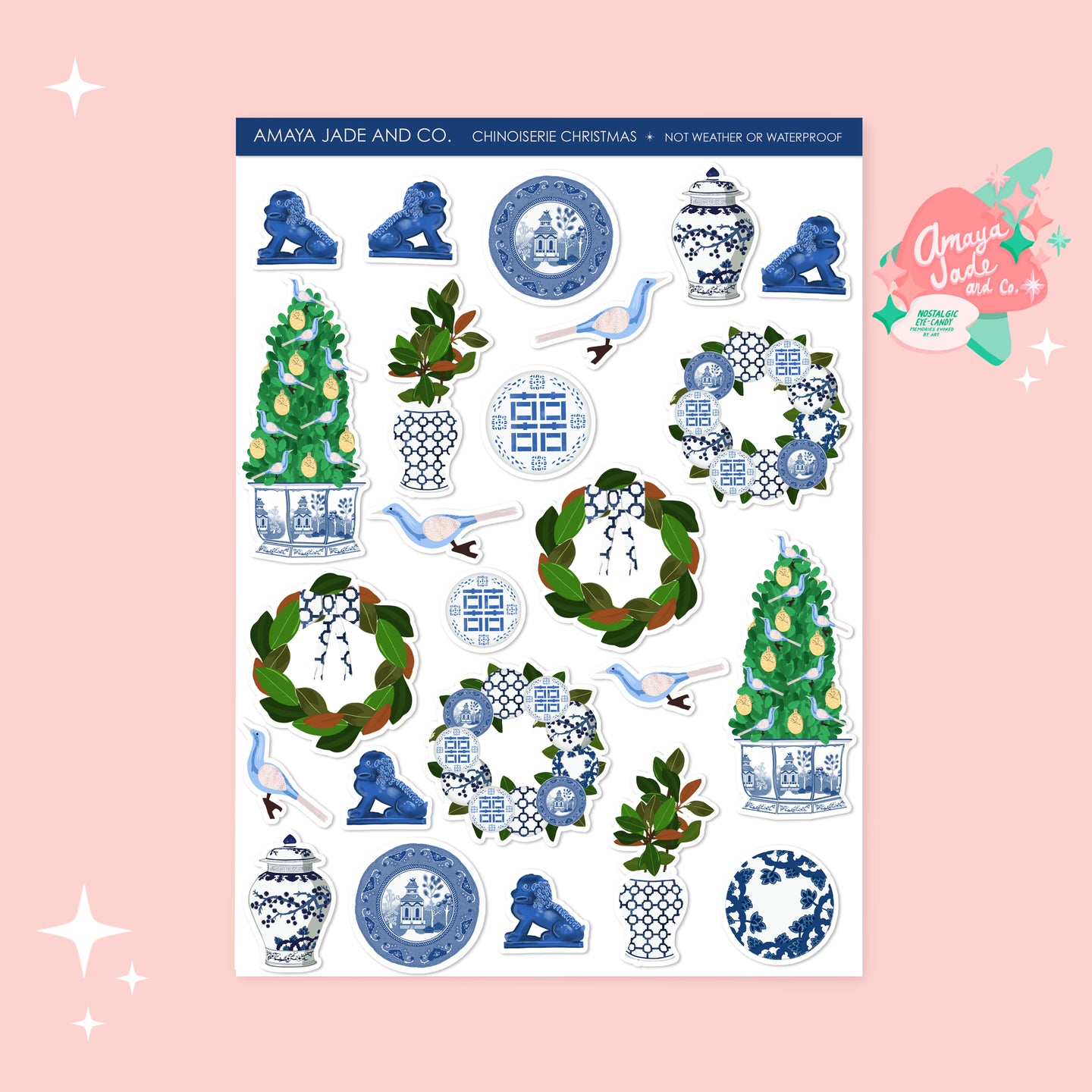 Chinoiserie Christmas Art Sticker Set