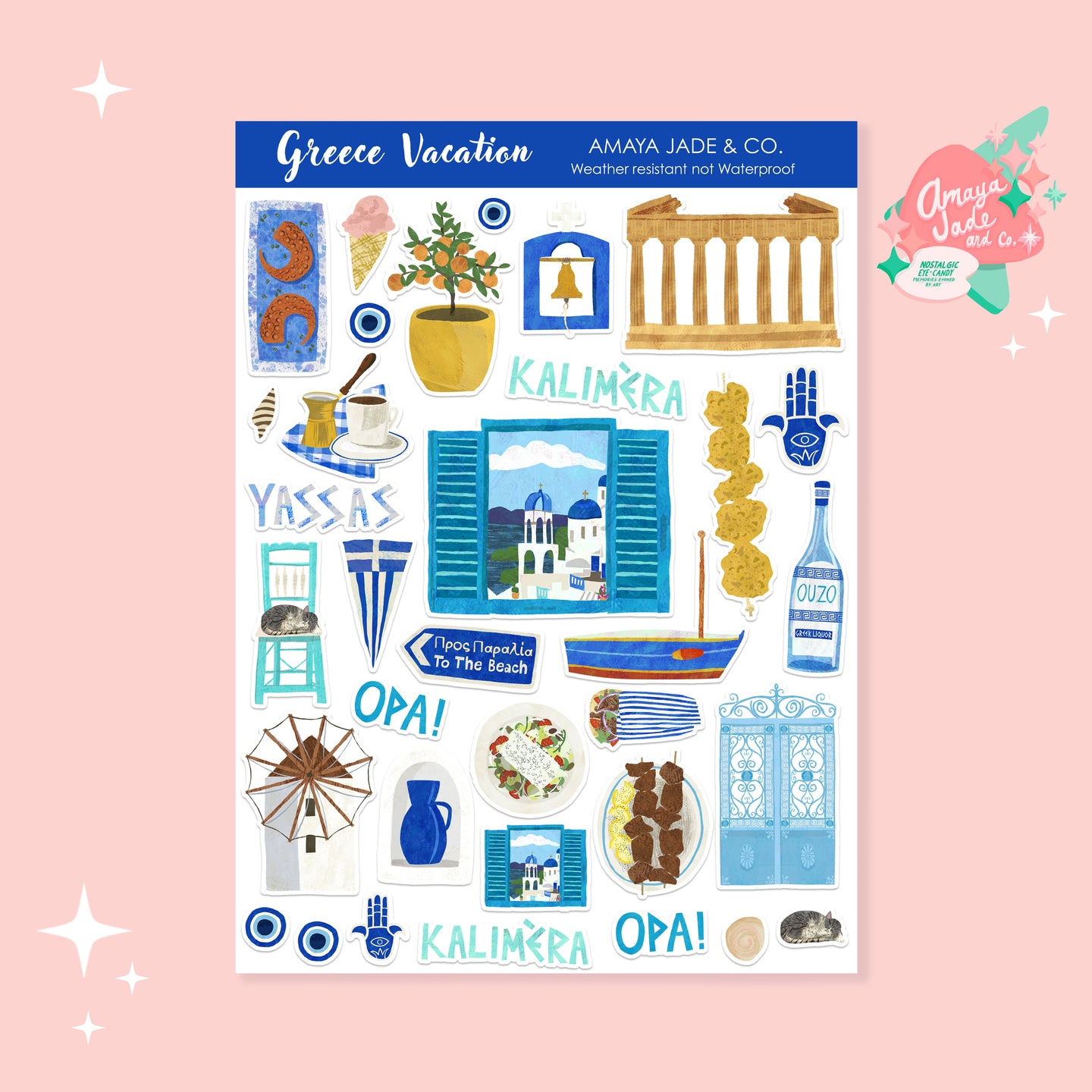 Greece Vacation Sticker Sheet