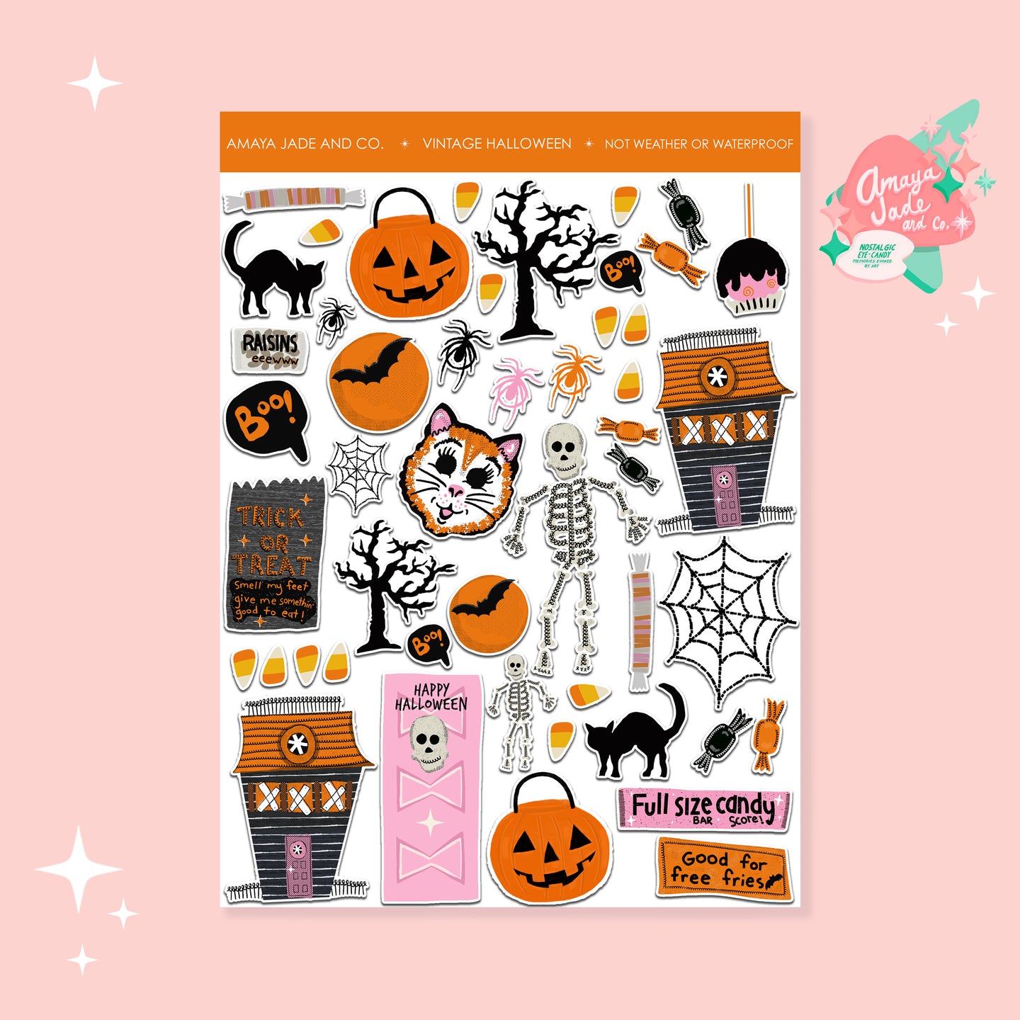 Vintage Halloween Art Sticker Set