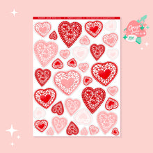 Load image into Gallery viewer, Heart Doilies Valentine Art Sticker Set
