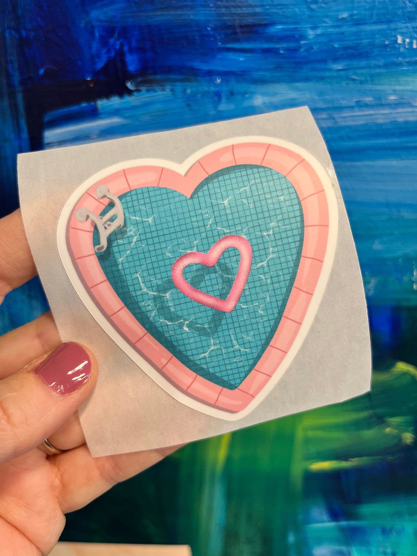 Heart Swimming Pool Vinyl Sticker