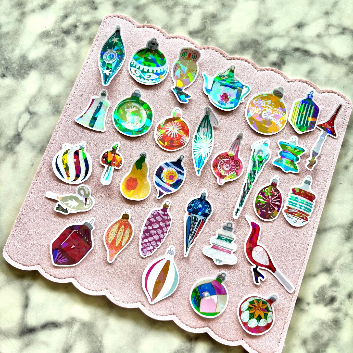 Vintage Glass Ornaments Sticker Pack Holographic Vinyl