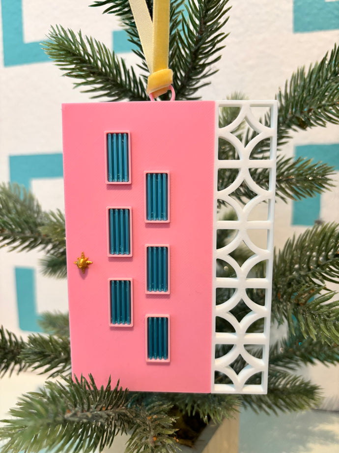 Mid Century Modern Pink Door Ornament