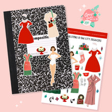 Load image into Gallery viewer, Margie&#39;s Christmas in the City Fashions Paper Doll Art Sticker Set
