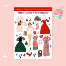 Load image into Gallery viewer, Margie&#39;s Christmas in the City Fashions Paper Doll Art Sticker Set
