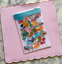 Load image into Gallery viewer, Mid Mod Colorful Chairs Sticker Pack Holographic Vinyl
