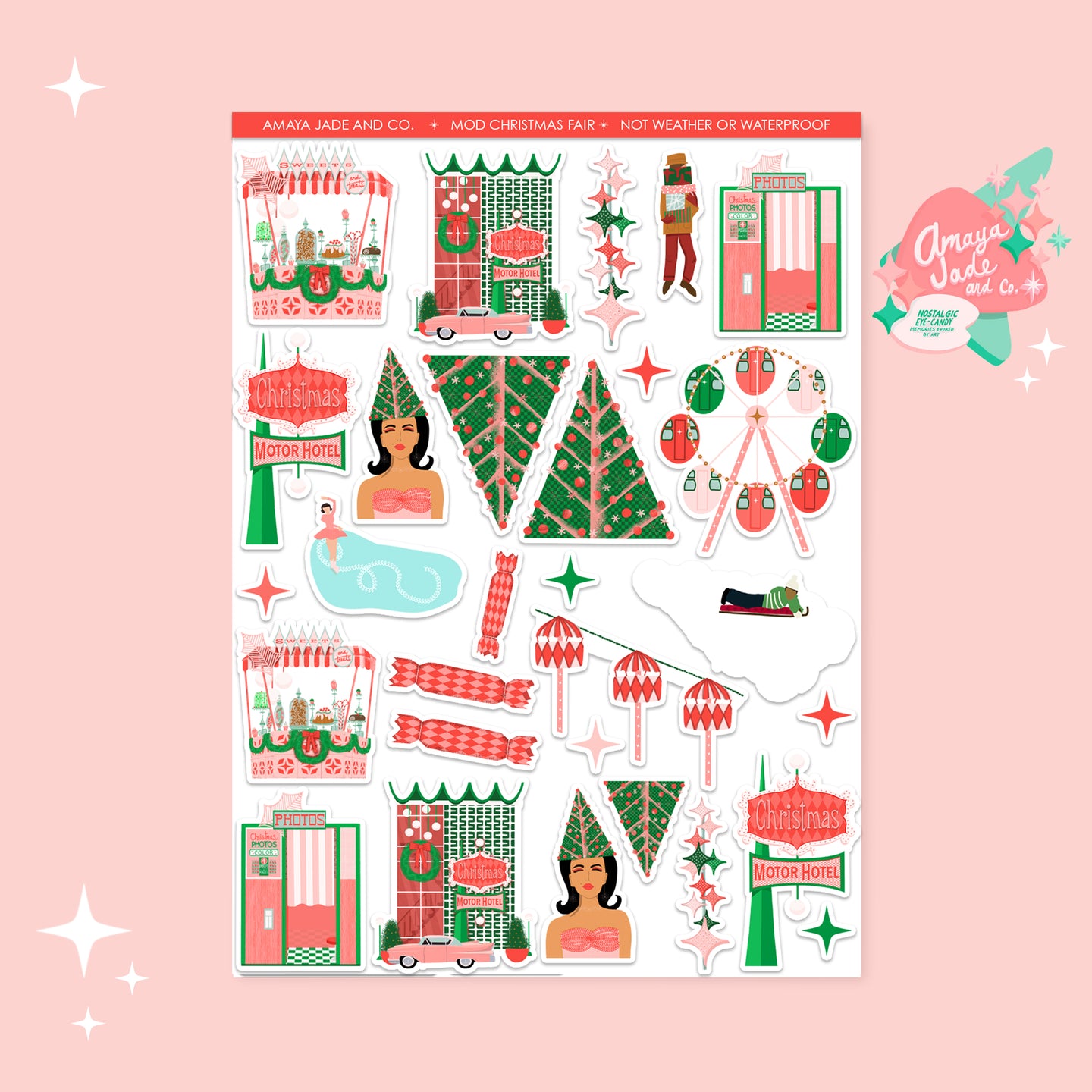 Mod Christmas Fair Art Sticker Set